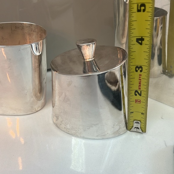 Michael Aram Art Deco Limited 4 Pcs Silver Plated Pitcher Creamer Sugar Bowl - Picture 12 of 16